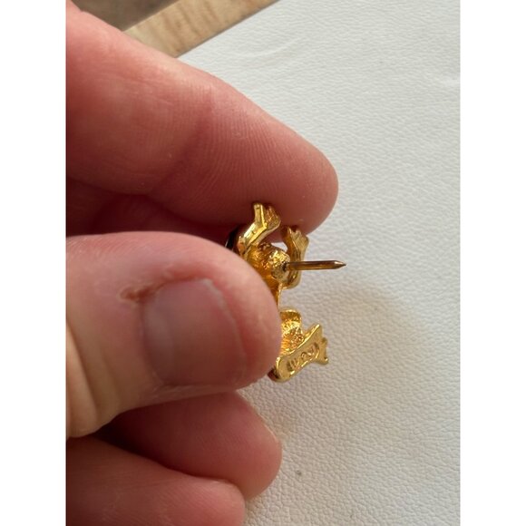 Vintage AVON Frog Brooch Pin Gold Tone & Green Enamel - Picture 4 of 6